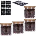 Vorratsgläser 4er Set Glas Behälter mit Bambusdeckel inkl Etiketten 4 x 500ml