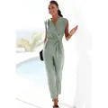 LASCANA Overall (mit Bindegürtel) aus knitterfreier Ware, eleganter Jumpsuit in Wickeloptik, bügelfrei grün 44