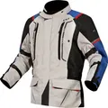 LS2 Narvik wasserdichte Motorrad Textiljacke, grau-rot-blau, Größe 4XL für Männer