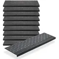 BigDean 10er Set Stufenmatten aus Gummi - 65x25cm - Treppenstufen Matten für Außen Outdoor - Antirutschmatten Treppe Anti-Rutsch Gummimatten - Schwarz