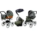 Babylux® Classic White | 4in1 Kinderwagen Set | Olive Star | Kombikinderwagen | Kinderwagenset |