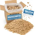 karton-billiger | Hackschnitzel 100 Liter Holzhackschnitzel Rindenmulch, Mulch für den Garten Einstreu, Hochbeete, Streu, Holzschnitzel