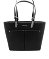 Michael Kors Jet Sest Travel Medium Double Pocket Tote, Schwarz Leder