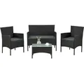 Juskys Polyrattan Gartenmöbel-Set Fort Myers - Tisch, Sofa & 2 Stühle - Schwarz Grau - Schwarz/Grau