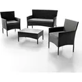 Juskys Polyrattan Gartenmöbel Sitzgruppe (schwarz / dunkelgraue)