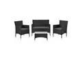 Juskys Polyrattan Gartenmöbel-Set Fort Myers schwarz mit Tisch, Sofa, 2 Stühle & Auflagen