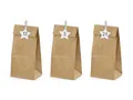 PartyDeco Adventskalender Tüten zum Befüllen 8x6,5x21cm Papier Set - Adventskalender Set - Papiertüten Kraftpapier mit weißen Sternen