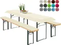 heimtexland ® Bierzeltgarnitur Auflagen Set 3-teilig Tischdecke Bierbank Polster Sitzkissen Tischdeko Typ698 Ecru für Tischmaß 50x220 cm