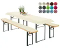 heimtexland ® Bierzeltgarnitur Auflagen Set 3-teilig Tischdecke Bierbankauflage Polster Kissen Biergarnitur Typ698 Ecru für Tischmaß 50x220 cm