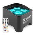 BeamZ BBP90 - Uplight LED Par Strahler 4x 4 Watt, bis zu 20h Akku, Bühnenbeleuchtung, LEDs für DJ Pult, Bühnenlicht, DMX-LAN, Partylicht Musikgesteuert, Bühnenequipment, mit Fernbedienung