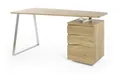 Robas Lund, Schreibtisch/Computertisch Tori, Asteiche massiv, Natur geölt, Gestell Edelstahloptik gebürstet, Container mit 3 Schubladen, B/H/T: 150/76/67 cm