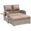 greemotion Gartensofa 2-Sitzer mit Liegefunktion Bahia Style Rattan Beige wetterfest - Grau/Taupe