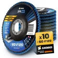 10x Fächerscheibe Ø125mm K60 für Stahl/Edelstahl  Polieren Entroster Kehlnaht...