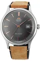 Orient Automatik Herren Armbanduhr aus Edelstahl und Leder in der Farbe Silber-Braun-Grau 42mm, Wasserdichtigkeit: 3Bar, FAC08003A0