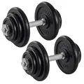 SONGMICS Hanteln, Hantelset aus Gusseisen, Kurzhanteln, 2 x 20 kg, verstellbar, Workout, Fitnesstraining, Gewichtheben für Zuhause, Fitnessstudio, tintenschwarz SYL40T
