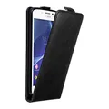 Cadorabo Hülle kompatibel mit Sony Xperia M2 / M2 Aqua Flip Design aus Premium Kunst Leder Flip Klappbare Stoßfeste Magnetische Cover Hülle für Sony Xperia M2 / M2 Aqua Tasche in Schwarz