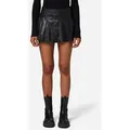 RICANO Lederrock Pleated Skirt Lederrock im Faltenrock-Stil mit Reißverschluss und Knopf am Bund schwarz L