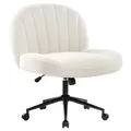 IWMH Bürostuhl ohne Armlehne, Höhenverstellbar Schreibtischstuhl mit Rollen, Ergonomisch Lesesessel für Büro, Schlafzimmer, Schminktisch - Weiß
