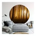 K&L Wall Art Fototapete Fototapete Hirsch im Wald Waldtiere Vliestapete Rund Wohnzimmer Tapete, Rothirsch Tapete orange 2.84 m x 2.84 m