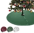 wometo Weihnachtsbaumdecke Ø 120 cm in grün– Christbaumdecke / Baumunterlage mit Satinbändern & Knöpfen – romantisches Landhaus-Muster, gestanzter Rand – Fleece, OEKO-TEX