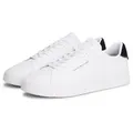 Tommy Hilfiger TH COURT LTH DETAIL ESS Sneaker, Freizeitschuh, Halbschuh, Schnürschuh mit seitlichem Logoschriftzug blau|weiß 44 EU