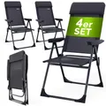 Gartenstühle Set Klappbar 7-fach Verstellbar Alu Mit Hoher Rückenlehne Liegefunktion Faltbar Balkon Campingstuhl Klappstuhl Hochlehner 4er Set Anthrazit - Casaria