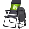 Casaria Gartenstühle 4er Set Klappbar 6-Fach Verstellbar Alu mit hoher Rückenlehne Liegefunktion Faltbar Balkon Campingstuhl Klappstuhl Hochlehner