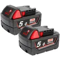 2X Powarobor M18B5 18V 5,0Ah Ersatzakku Kompatibel mit Milwaukee M18 18Volt Akku 48-11-1860