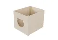 QLS Tierhöhle aus Holz passend für Kallax-Regal 33 x 38 x 29 cm, Katzenhaus Box Roh oder Geflammtes Kiefernholz