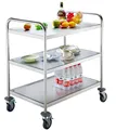 GastroHero Servierwagen ECO Small 71x41 cm Edelstahl Transportwagen 3 Etagen Küchenwagen Gastronomie