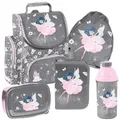 Schultasche, 5-teiliges Schulset für Mädchen, Ballerina PP24BA PASO - Grau