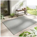 TaraCarpet Teppich Regina Teppich aus robustem Flachgewebe für In und Outdoor, rechteckig, Höhe: 7 mm, Küche Wohnzimmer Terrasse Garten Balkon uni grau 160x220 grau|silberfarben rechteckig | 160 cm x 220 cm x 7 mm