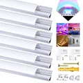 Chesbung LED Profil 6x1m, V Form Stripe Aluminium Kanal für LED Streifen/Stripe bis 12 mm inkl, Leiste Diffusor Profile mit Milchig Weißer Abdeckung, Endkappen, Montageclips und 45 Grad Eckverbindern