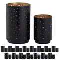 Teelichthalter Masterbox 16x 2er Set Sternenhimmel Kerzenhalter rund schwarz gol