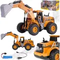 Malplay Bulldozer RC Ferngesteuerter Bagger 2,4 GHz Fernbedienung mit Schaufel ab 3 Jahren Geschenk - Gelb