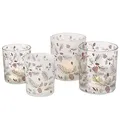 MamboCat 4tlg Set Windlicht Pino I klar & matt mit Zweigen & Tannenzapfen I H8,5cm & H10cm I Teelichthalter aus Glas I Tisch-Deko, Herbst & Winter I Kerzenhalter für Wohnzimmer, Küche, Esstisch & Co