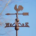 Antikas - Wetterhahn, Wetterfahne, Gusseisen mit Standfuss, Windspiel für Dach und Mauer