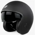 RÖMER HELME Motorradhelm RR10701 - Jethelm mit Sonnenvisier + gratis klarem Visier, mattschwarz, Sonnenblende & klares Visier auswechselbar schwarz M / 57-58cm