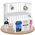 babybay Original Beistellbett aus massivem Buchenholz / kompakt & verwandelbar / Kinderbett Höhe stufenlos verstellbar & umweltfreundlich / mitwachsendes Babybett (weiß lackiert)