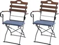 2er-Set Biergartenstuhl HWC-J40, Klappstuhl Gartenstuhl, Gastronomie-Qualität Akazie hellbraun, Polster blau