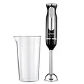 Ufesa BP3442 Stabmixer, 600 W, Turbo-Funktion, 2 Edelstahlklingen und Standfuß, ergonomisches und spritzwassergeschütztes Design, inkl. Messbecher, BPA-frei, schwarz (Black)