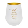 Herz & Heim® Windlicht zur Hochzeit Liebe ist kein Wort, sondern EIN Gefühl mit Wunschnamen und Datum, weiß