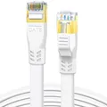 DDMALL CAT 8 Kabel 6m, Hochgeschwindigkeit 40Gbps 2000MHz CAT8 Flaches Patchkabel, Gigabit Internet LAN Netzwerkkabel mit Vergoldetem RJ45 Stecker für Gaming, Modem, Router, PC (6 Meter/Weiß)