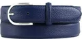 BELTINGER Italienischer Damen-Gürtel, 30 mm breit, Damen, Chinogürtel, Hosengürtel, strukturiertes Leder, Schließe Silber | Blau 85cm