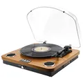 AKAI Plattenspieler Holz Schallplattenspieler mit Boxen Stereo-Lautsprecher für Vinyl Schallplatten Player Abspielgerät, Bluetooth FM Radio, SD, USB Riemenantrieb Vintage Turntable