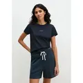 Marc O'Polo Pyjamaoberteil Mix N Match Cotton Top SS mit Rundhalsausschnitt und kurzem Arm blau M (38)