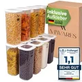Viwares Vorratsdosen mit Deckel Luftdicht, 12er Vorratsbehälter Set BPA-Frei, Vorratsdose zur Müsli Mehl Aufbewahrung Küche, Praktische Organize... - Weiß