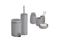 Zeller Present Badaccessoire-Set 6-teiliges Badaccessoire-Set - Keramik, Grau, Set, 6 tlg., 6-tlg., stilvolle Riffelstruktur