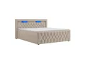 JUSKYS Boxspringbett Leona Samt (180 x 200 cm, Beige)