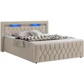 Juskys Boxbett, Beige, Textil, 180x200 cm, Schlafzimmer, Betten, Boxspringbetten